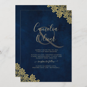 Invitation Un mariage tout en 1 en dentelle d'or invite QR Co