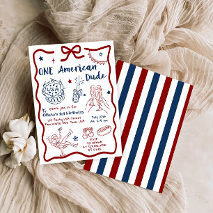 Invitation Un mec américain 4 juillet premier anniversaire