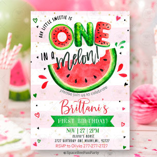 Invitation Un Melon Anniversaire 1ère Fête Pastèque