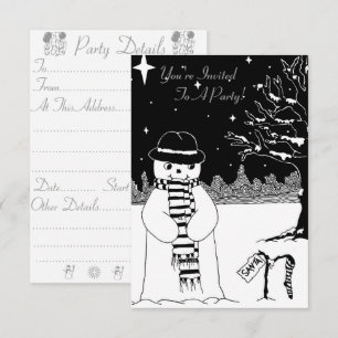 Invitation Un mignon bonhomme de neige souriant pour l'invita