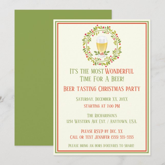 Invitation Un Moment Merveilleux Pour Une Soirée De Noël À La (Devant / Derrière)