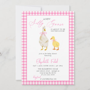 Invitation Un nouveau Baby shower de En vichy rose d'oie