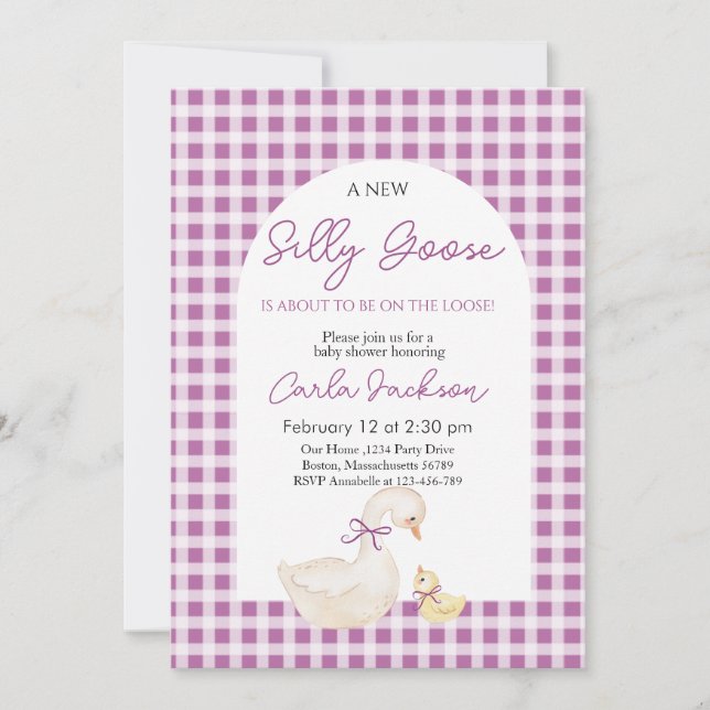 Invitation Un Nouveau Baby shower D'Oie Silly (Devant)