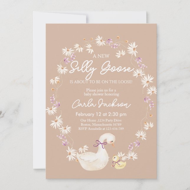 Invitation Un nouveau Baby shower d'oie stupide (Devant)