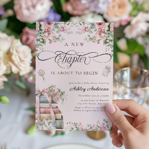 Invitation Un nouveau chapitre Baby shower floral rose