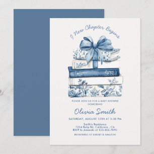 Invitation Un nouveau chapitre commence Blue Bow Books Baby S