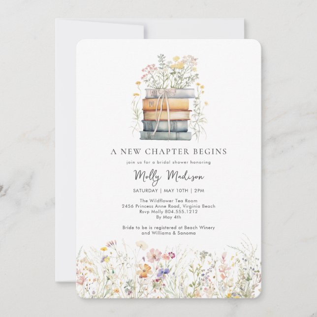 Invitation Un nouveau chapitre commence le Baby shower Fleur  (Devant)
