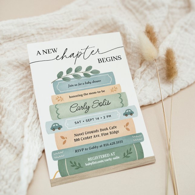 Invitation Un nouveau chapitre commence le Baby shower Storyb (Créateur téléchargé)