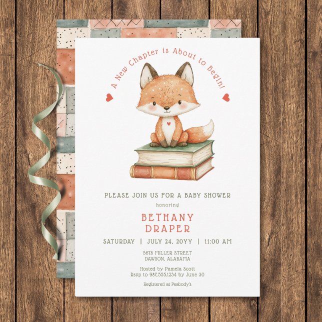 Invitation Un nouveau chapitre commence le Baby shower Storyb (New Chapter Begins Storybook Baby Shower Invitation)