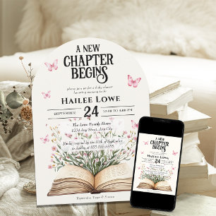 Invitation Un nouveau chapitre commence le Fleur sauvage rose