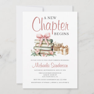 Invitation Un nouveau chapitre commence Livres à ruban rose B