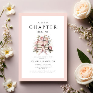 Invitation Un nouveau chapitre commence Pink Bow Books Baby S