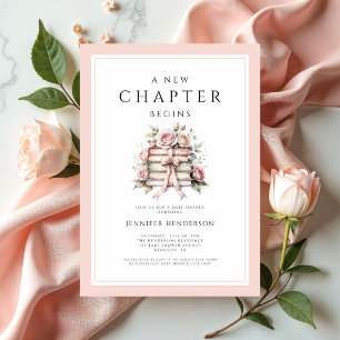 Invitation Un nouveau chapitre commence Pink Bow Books Baby S