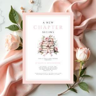 Invitation Un nouveau chapitre commence Pink Bow Books Baby S