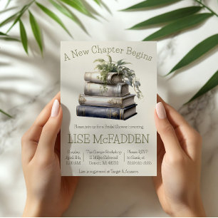 Invitation Un nouveau chapitre commence, thème de livre pour