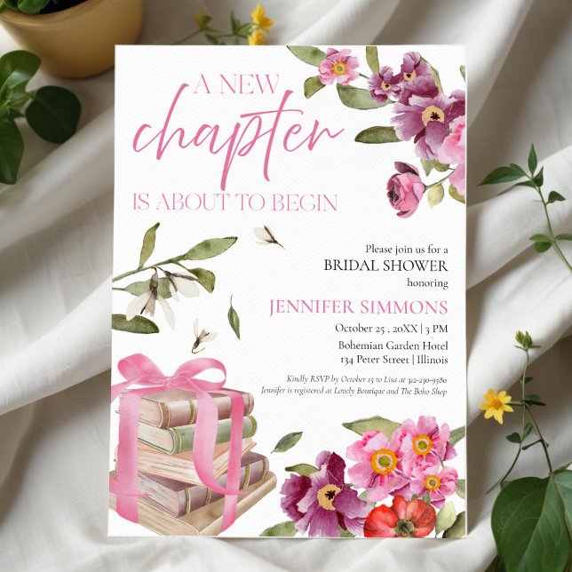 Invitation Un nouveau chapitre | Fête des mariées aquarelle (Créateur téléchargé)