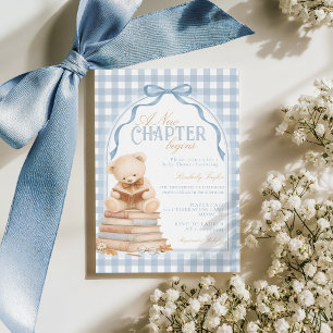 Invitation Un nouveau chapitre Ours Livre pour bébé Shower