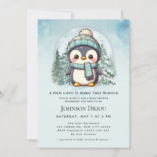 Invitation Un nouvel amour est né cet hiver Bébé Manchot d'Hi