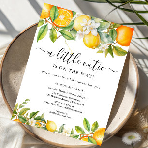 Invitation un petit adorable aquarelle orange citron citrus