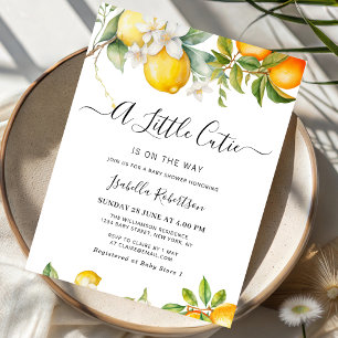 Invitation un petit amour aquarelle orange citron citrus