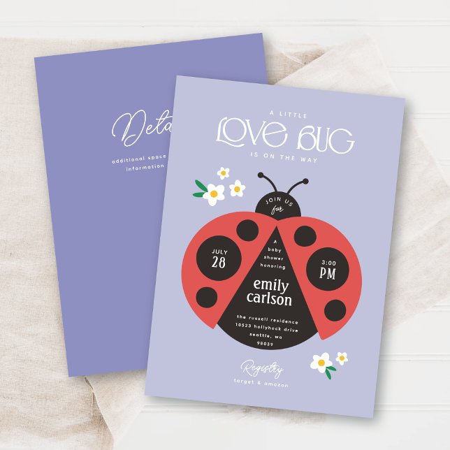 Invitation Un Petit Amour Bug Purple Baby Girl Douche (Créateur téléchargé)