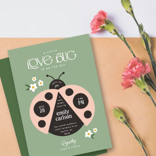 Invitation Un Petit Amour Bug Sage Green Baby Girl Douche