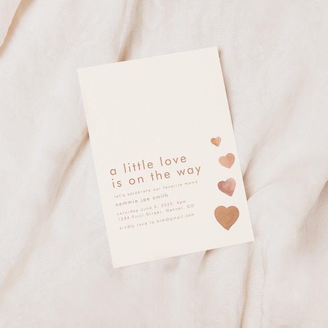 Invitation Un petit amour est sur le chemin Baby shower de co (Créateur téléchargé)