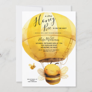 Invitation Un petit Baby shower à montgolfière de Honey Bee