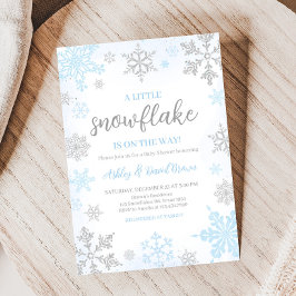 Invitation Un petit Baby shower bleu Snowflake