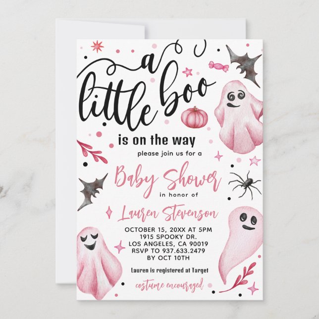 Invitation Un petit Baby shower Boo Halloween (Devant)