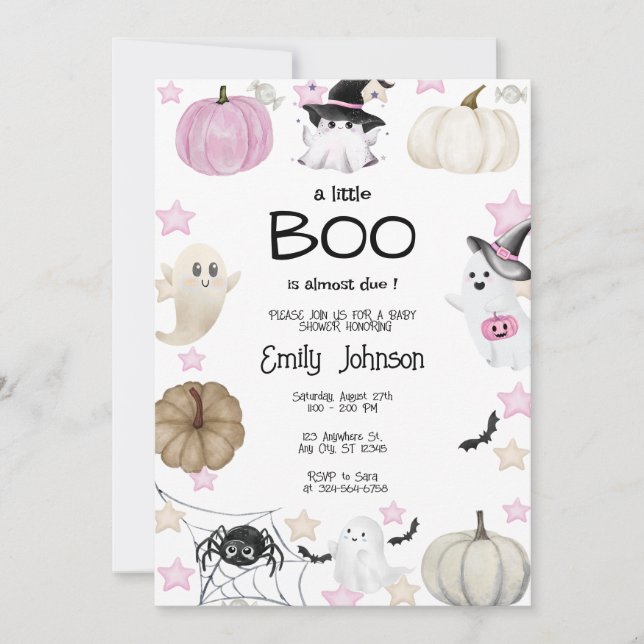 Invitation Un petit Baby shower Boo Halloween (Devant)