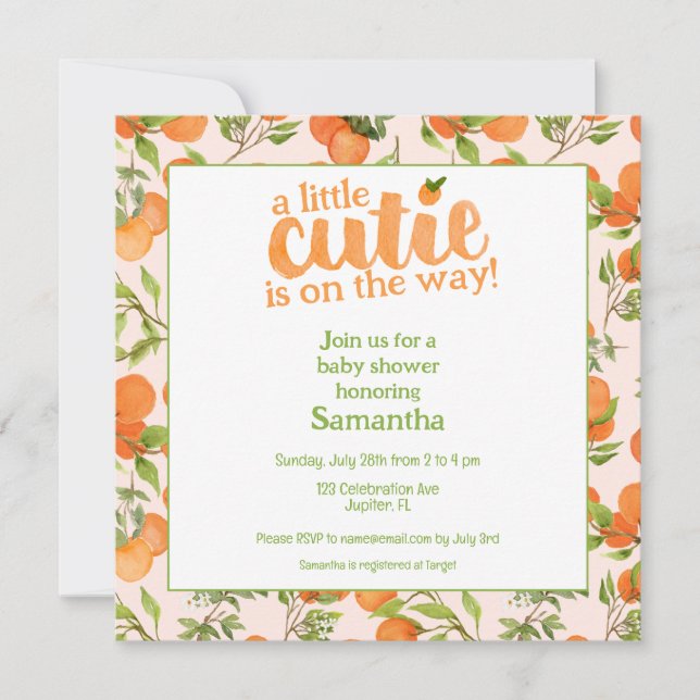 Invitation Un petit Baby shower Carré Arrière - plan Cutie Pe (Devant)