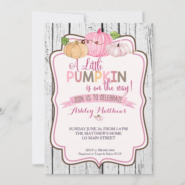 Invitation Un petit Baby shower Citrouille (Devant)