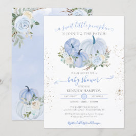 Invitation Un petit Baby shower Citrouille Blue White Boy Gir