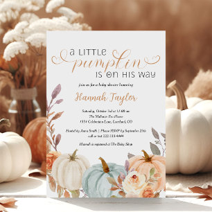 Invitation Un petit Baby shower Citrouille Fall Boy