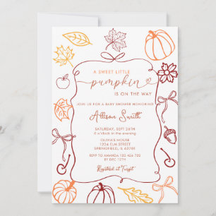 Invitation Un Petit Baby shower Citrouille Tiré À La Main