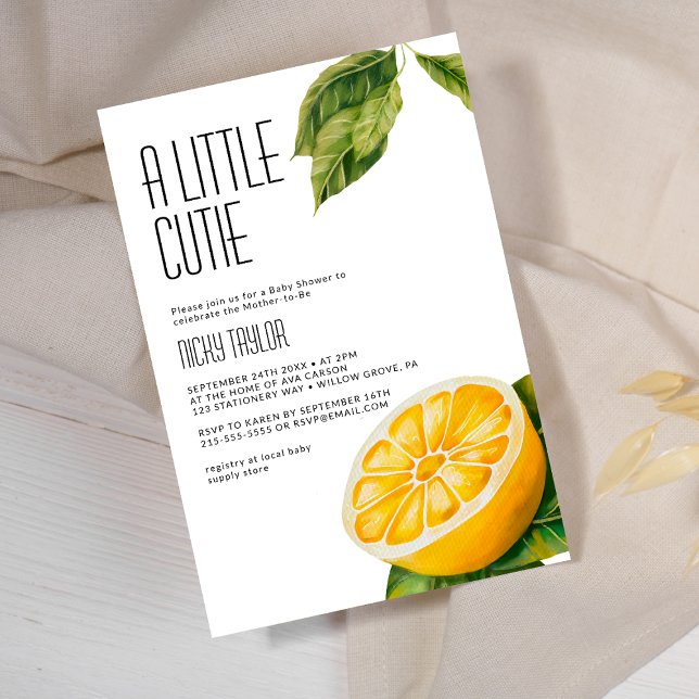 Invitation Un petit Baby shower Citrus Citron Cutie (Créateur téléchargé)