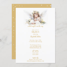 Invitation Un petit Baby shower d'angle aquarelle