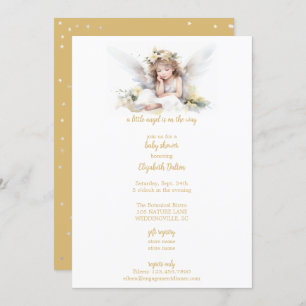 Invitation Un petit Baby shower d'angle aquarelle