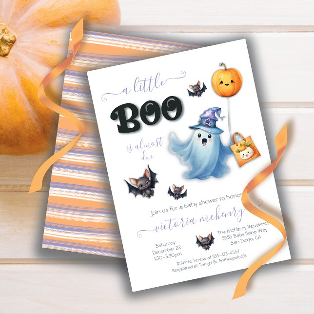 Invitation Un petit Baby shower d'aquarelle Boo Halloween (Créateur téléchargé)