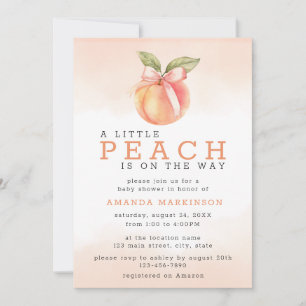 Invitation Un petit Baby shower d'aquarelle de pêche