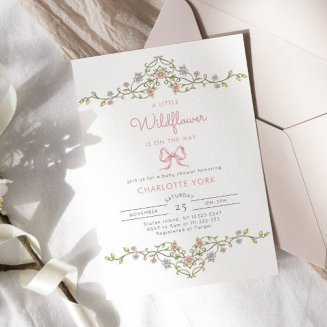 Invitation Un petit baby shower d'arc de jardin Fleur sauvage (Créateur téléchargé)