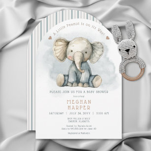 Invitation Un petit Baby shower d'arche bleu d'éléphant d'ara