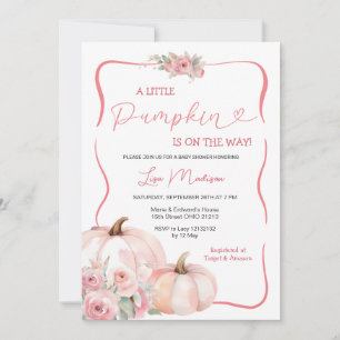 Invitation Un Petit Baby shower D'Automne Rose Citrouille
