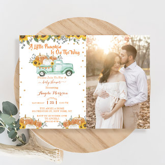 Invitation Un petit Baby shower de camion bleu Citrouille