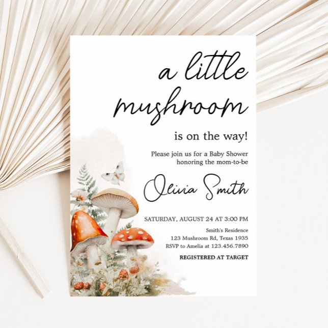 Invitation Un Petit Baby shower De Champignons Enchantés (Little Mushroom Baby Shower Invitation)