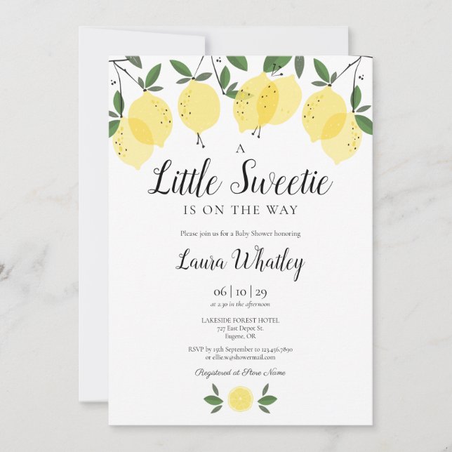 Invitation Un petit Baby shower de citron doux (Devant)