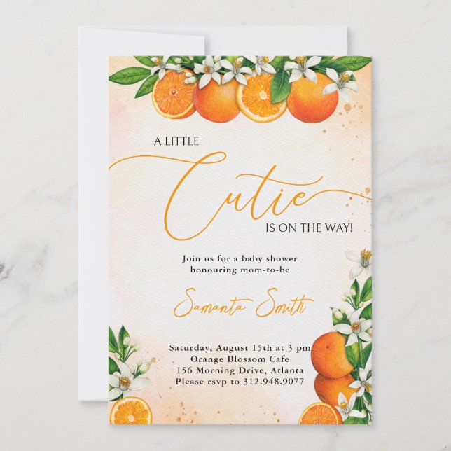 Invitation Un Petit Baby shower De Citrus Orange Cutie (Devant)