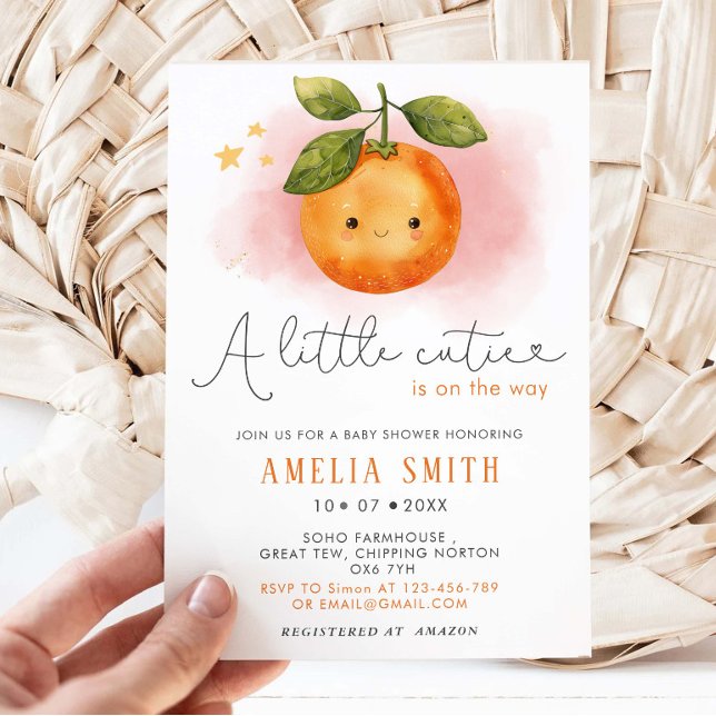 Invitation Un petit Baby shower de clémentine orange Cutie (Créateur téléchargé)