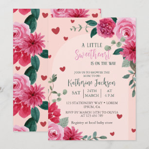 Invitation Un petit baby shower de coeurs valentin amoureux